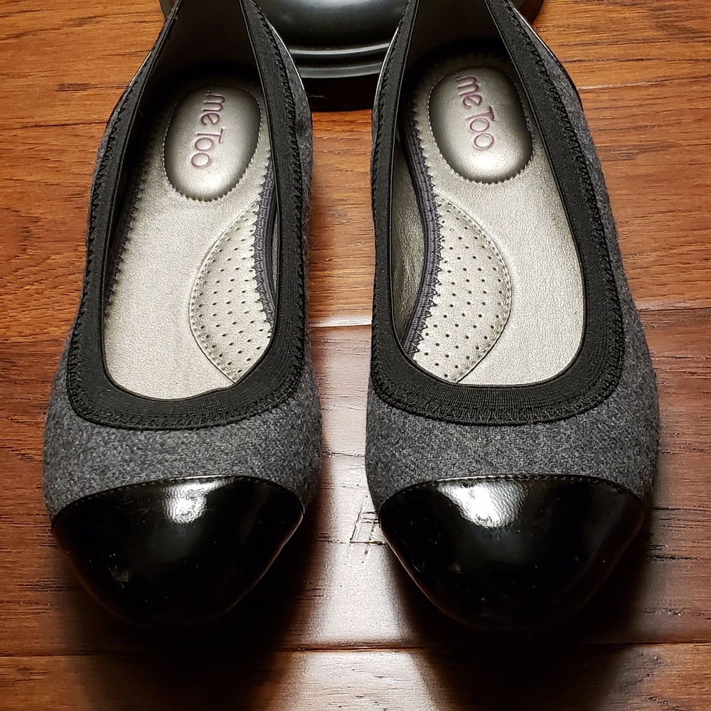 meToo Kaden12 Flats in Gray Flannel/Black Patent